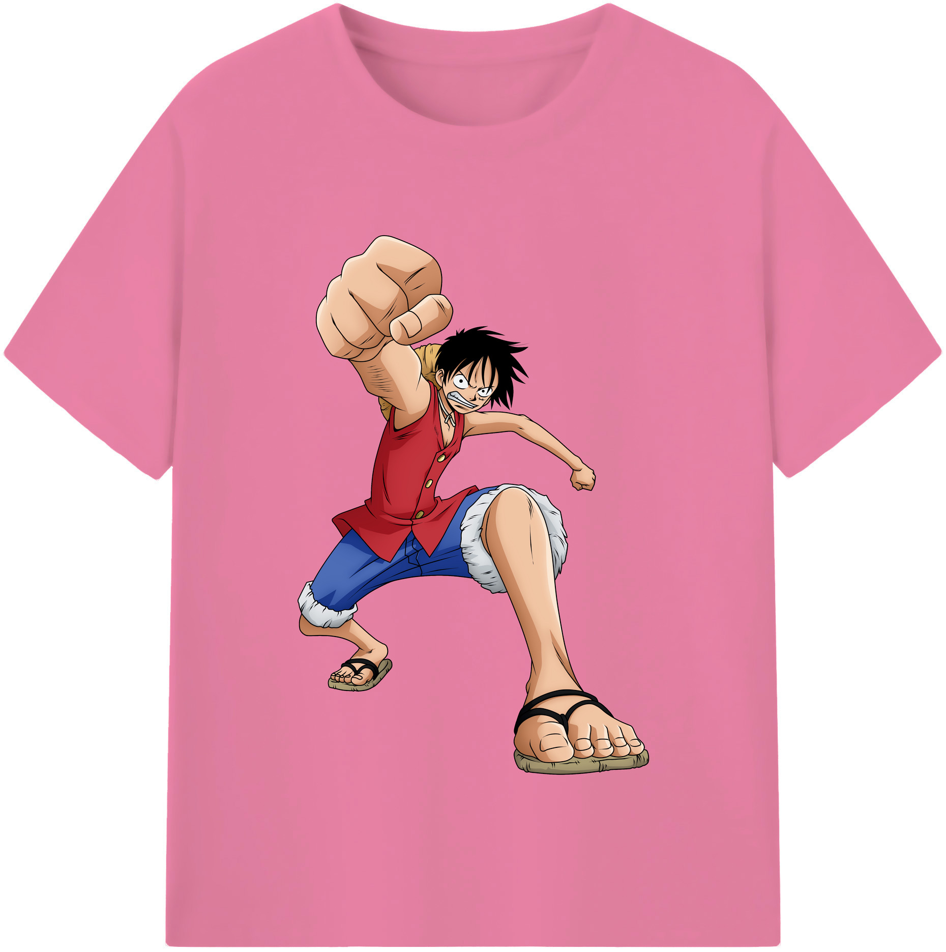 ワンピース モンキー・D・ルフィ ONE PIECE Monkey D. Luffy 綿100％半袖Tシャツ（フロントプリント）